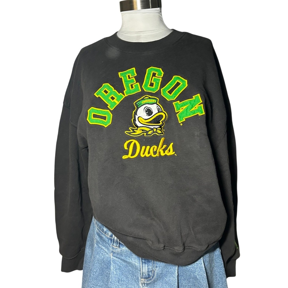 Hollister Oregon Ducks Sweatshirt S Black Boxy Fit Graphic Crewneck - Picture 5 of 6